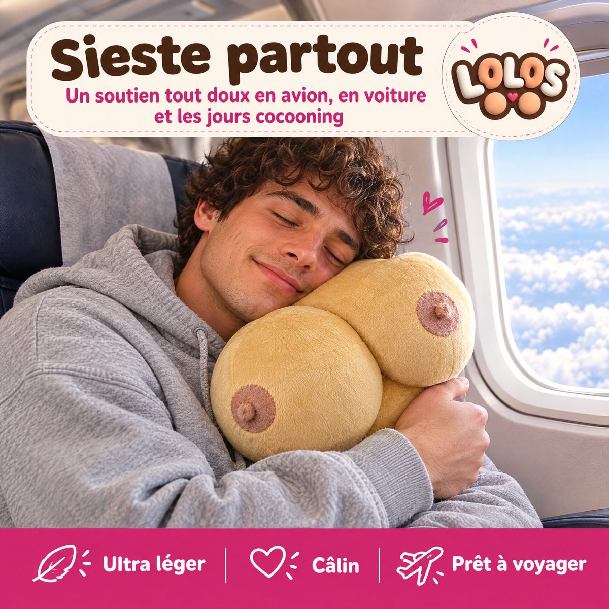 Sieste en avion avec Lolo